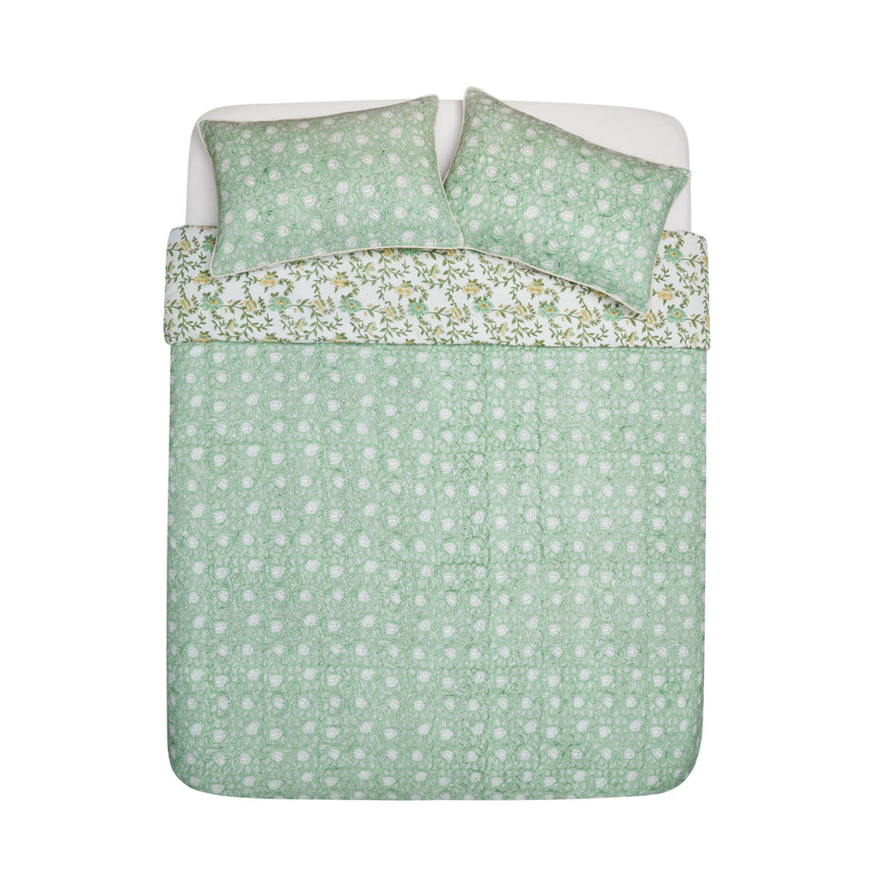 Sage Bloom Cotton Duvet Cover Set