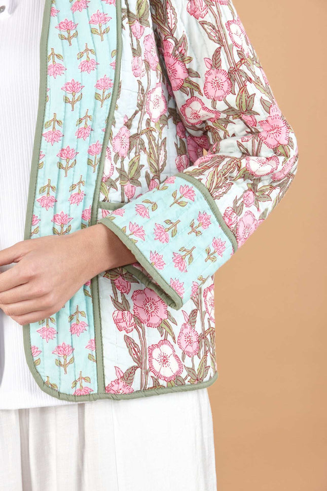 Wild Rose Reversible Quilted Cotton Jacket