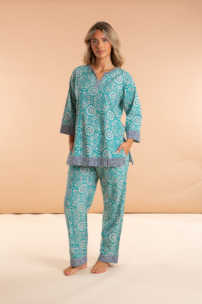 Mediterranean Mosaic Women's Cotton Pyjamas