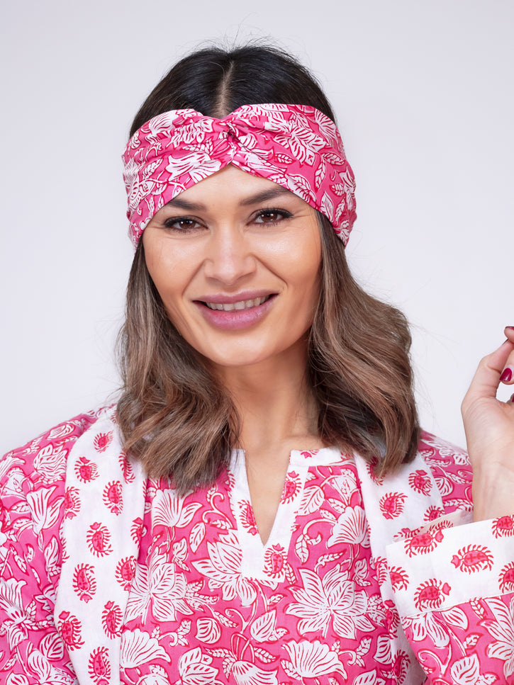 Floral Cotton Hair Scarf - Peony Paisley
