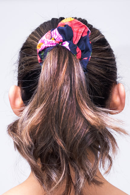 Midnight Sweetpea Floral Scrunchies